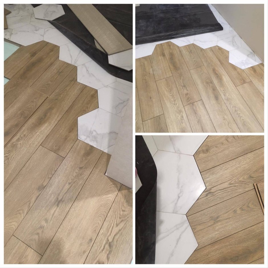 Стык плитки и ламината