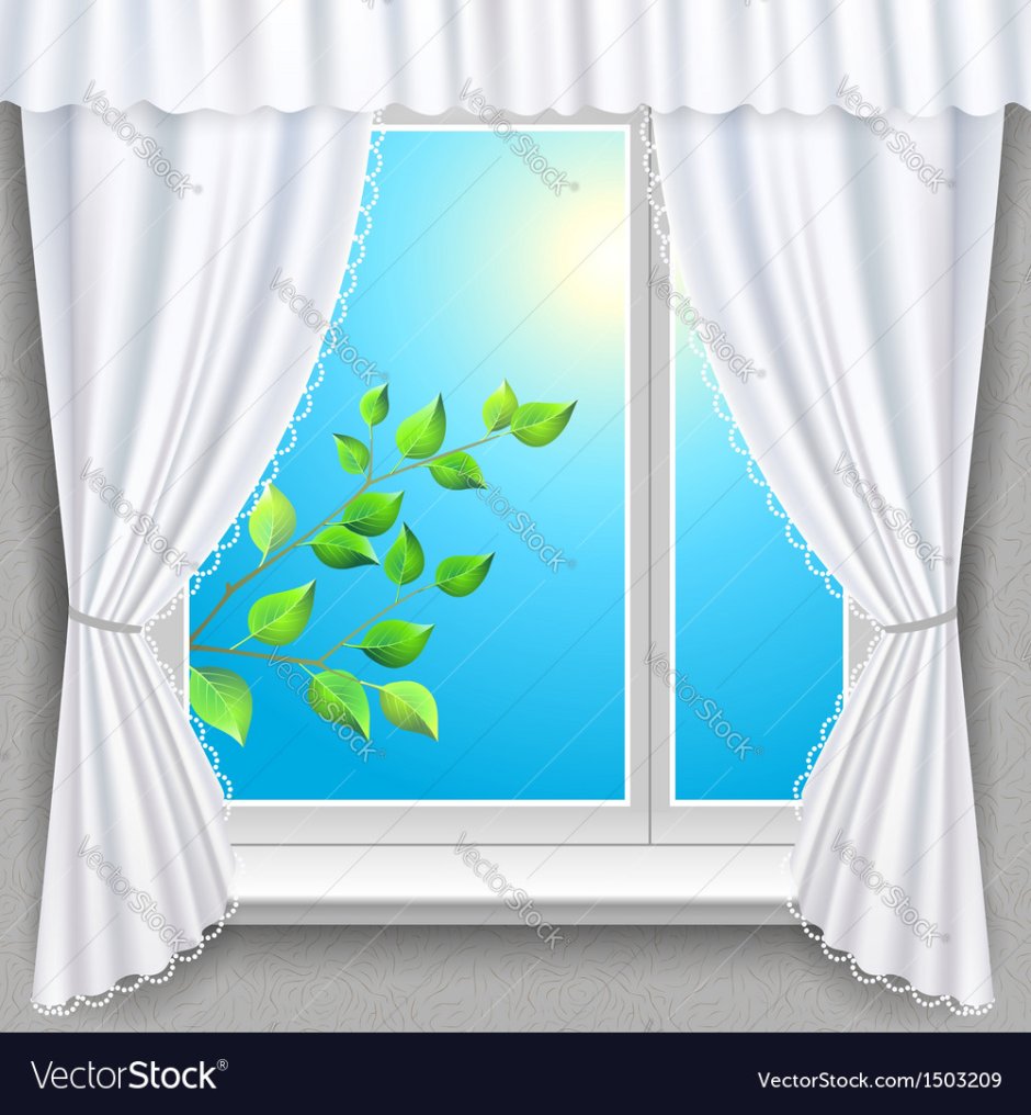 Окно со шторами для детей