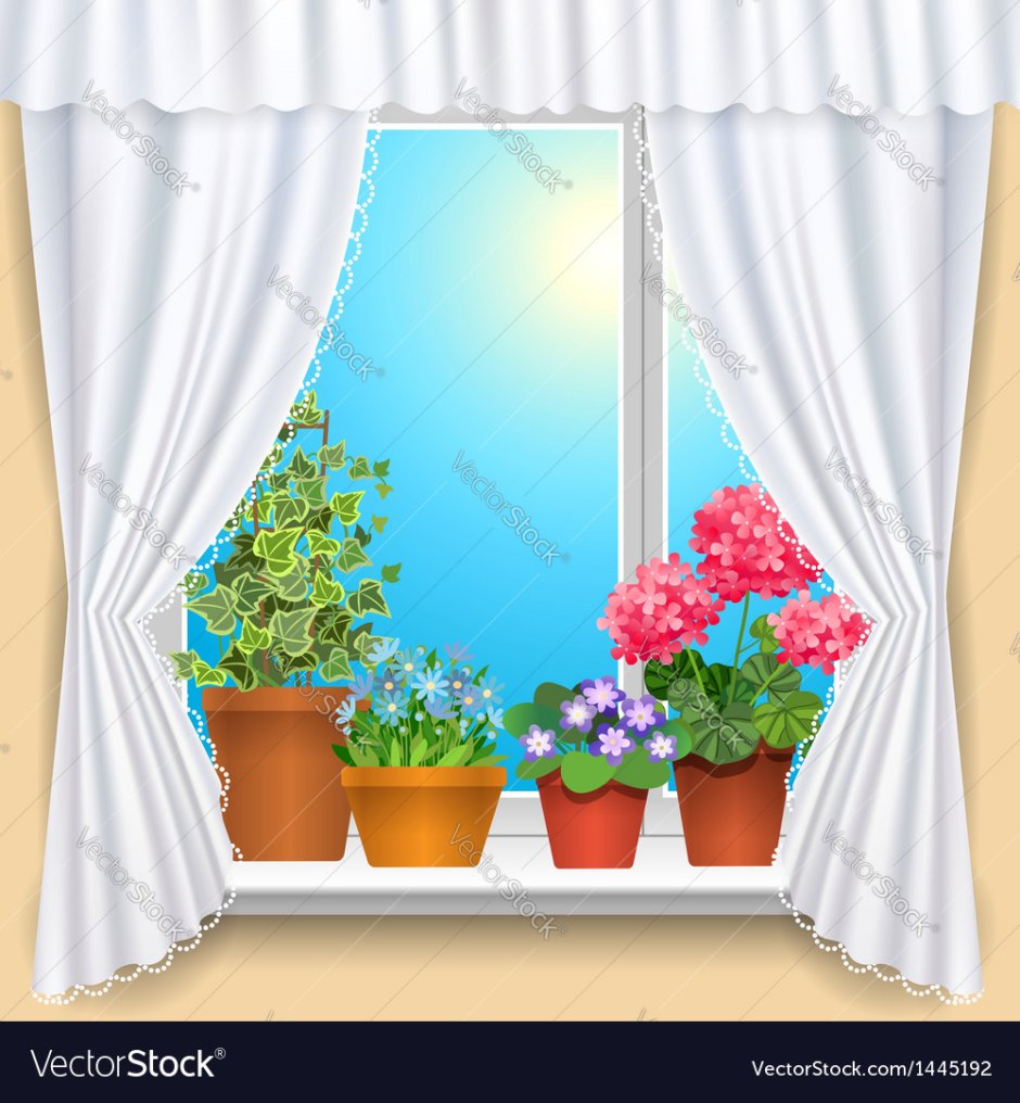 Окно со шторами в кукольный домик