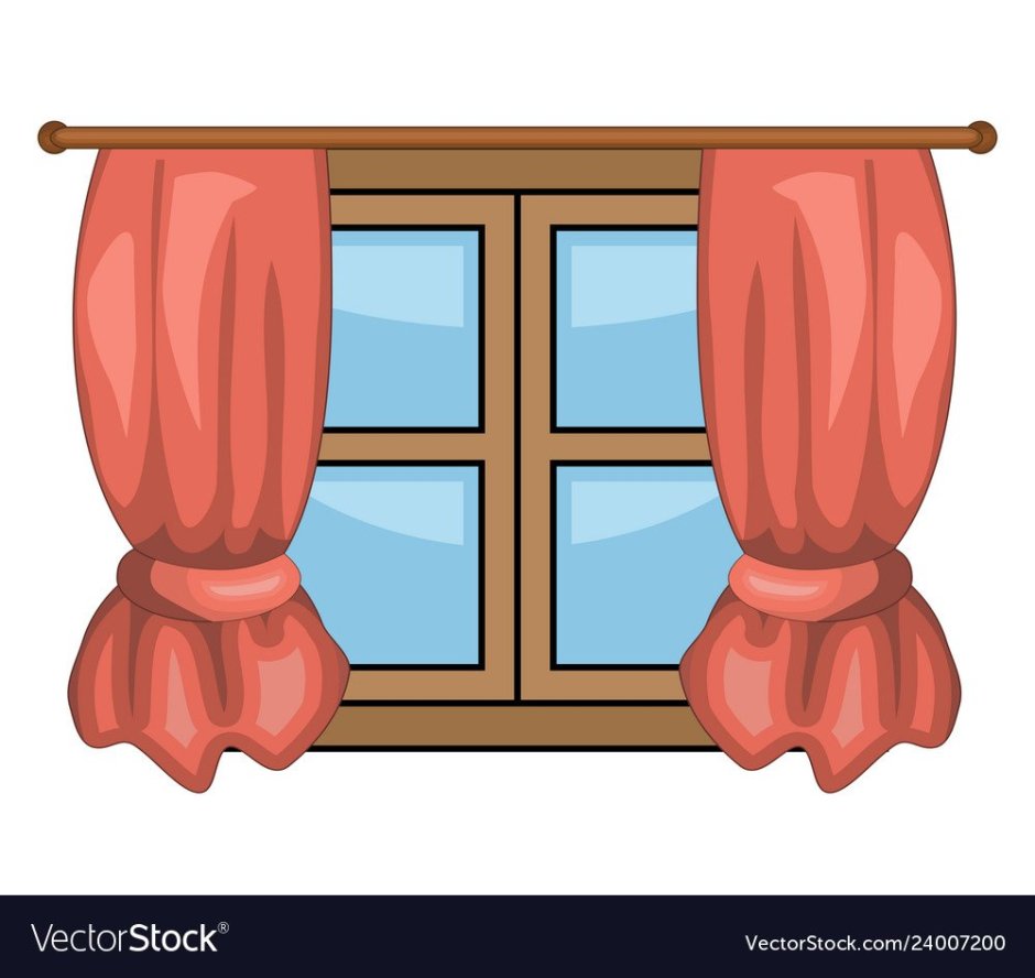 Окно со шторами без фона