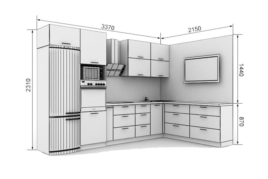 Проект кухни угловой