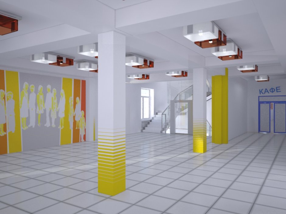Интерьер фойе школы