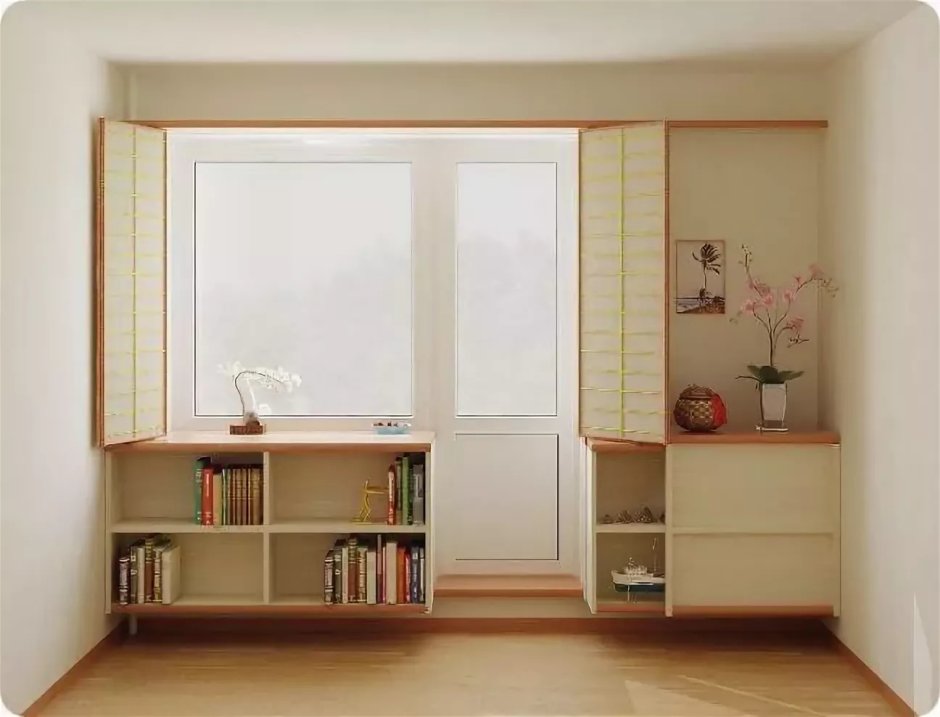 Шкафы возле окна