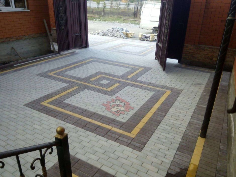 Тротуарная плитка 200х100х60мм брусчатка комбинация укладки