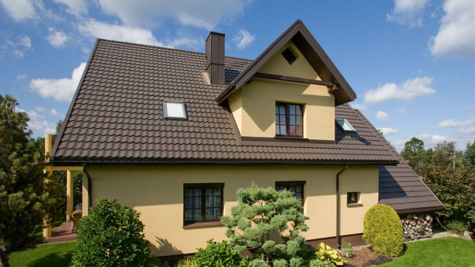 Дом с мансардой металлочерепицы