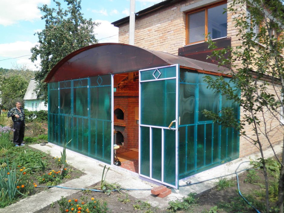 Веранда к дому из поликарбоната