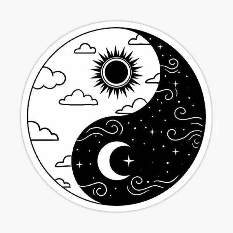 Тату Япония Луна Инь Янь