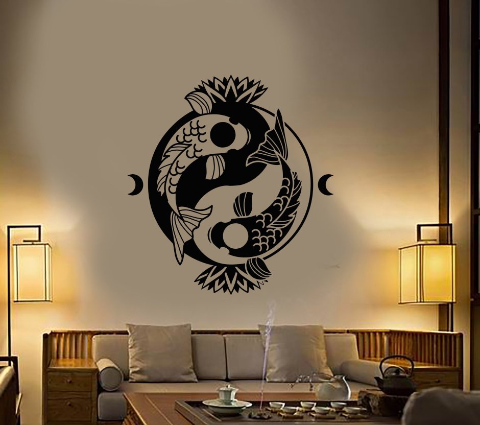 Наклейки на стену для декора Инь Янь
