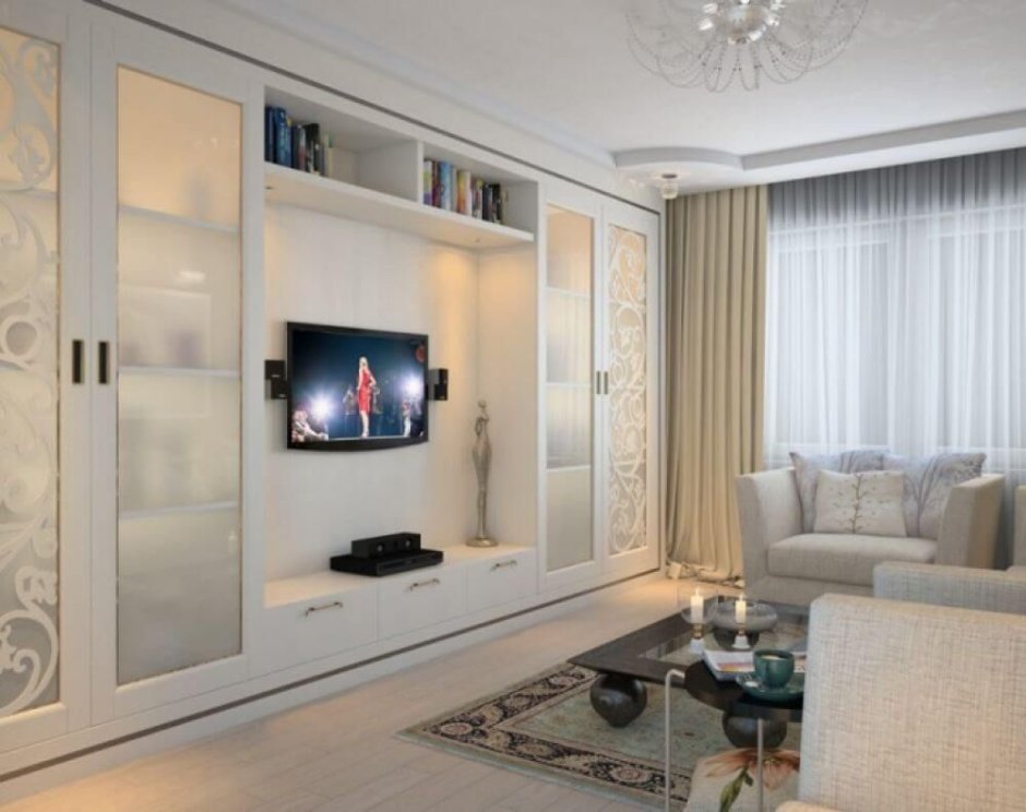 Гостиная со шкафом купе