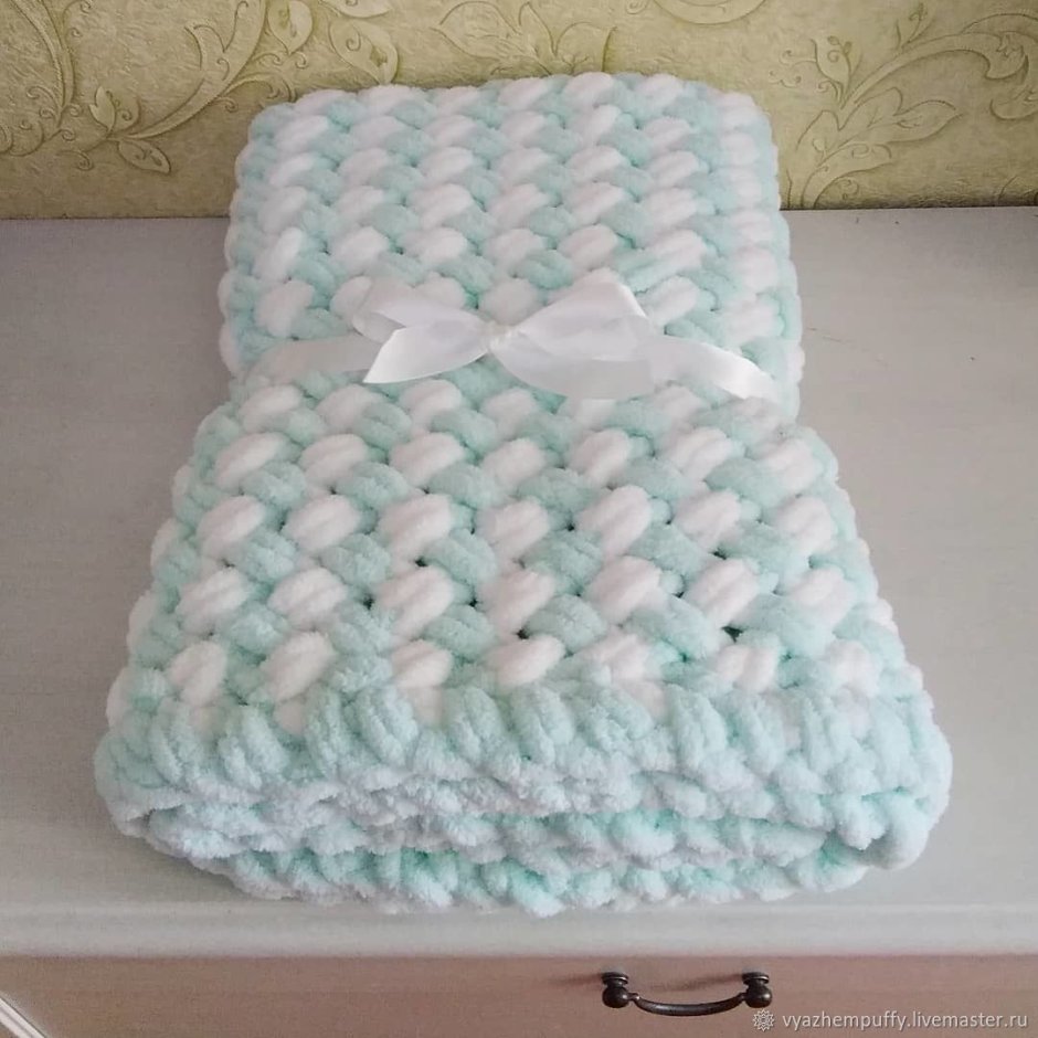 Мятный Ализе Пуффи плетенка