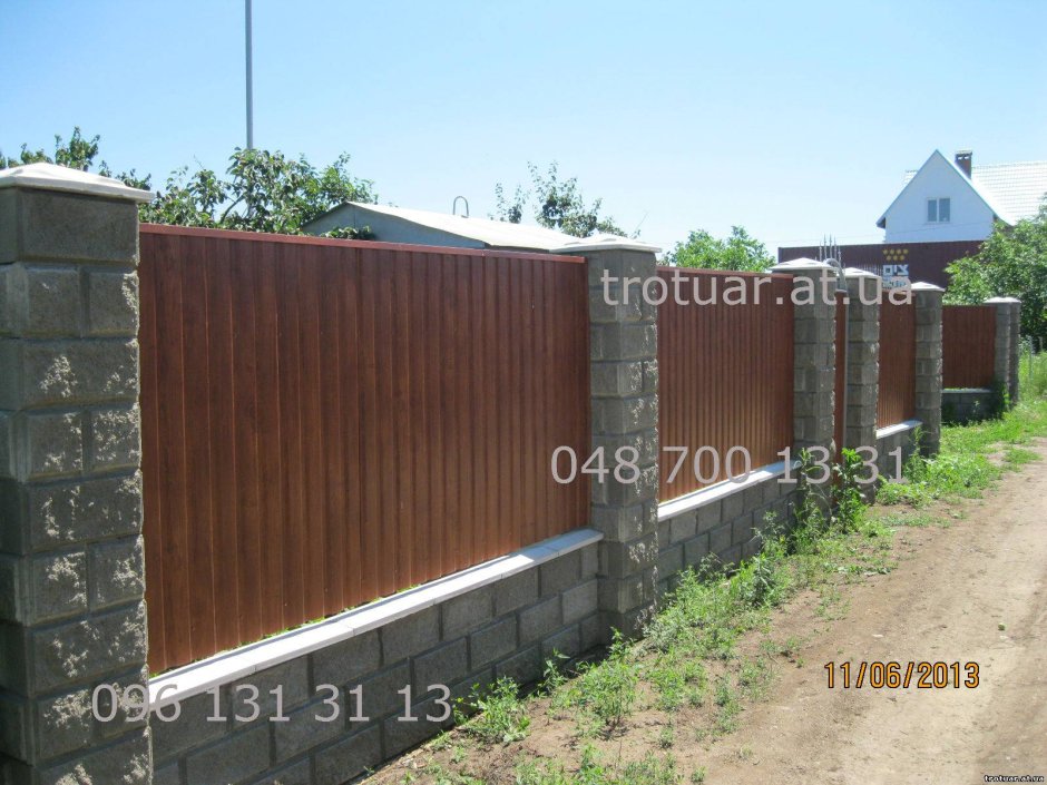 Забор из шлакоблока и профлиста