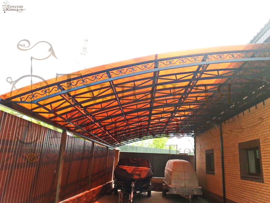 Полуарочный односкатный навес