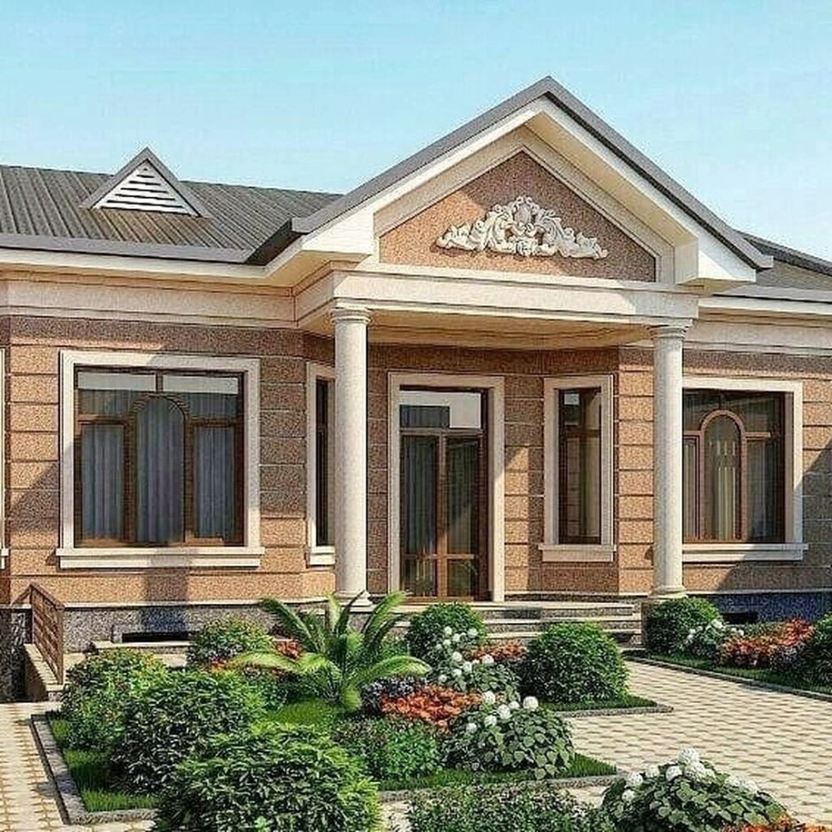 Фасад дома Узбекистан одноэтажный