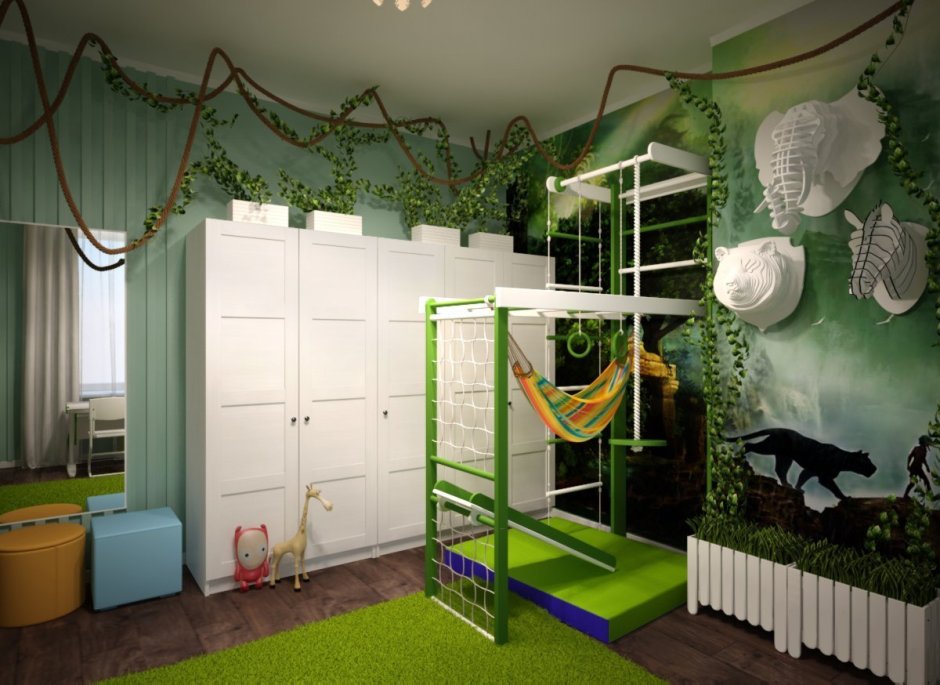 Детская игровая комната в стиле джунгли