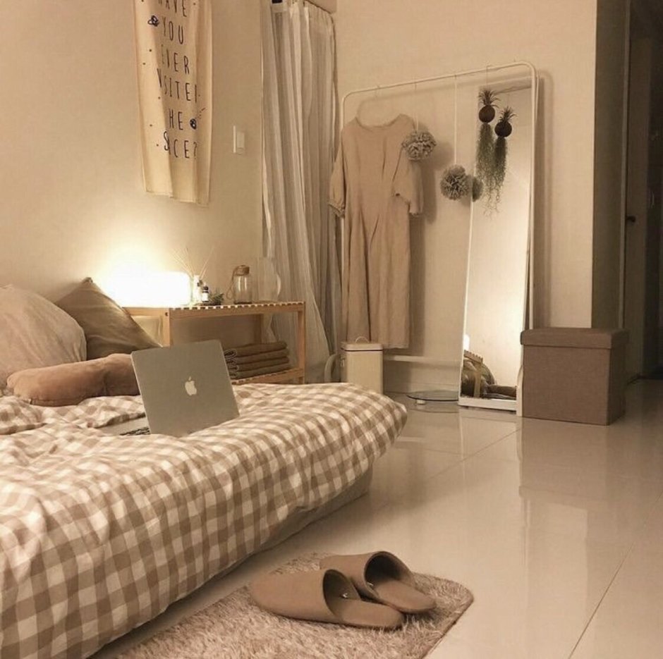 Бежевая спальня Эстетика