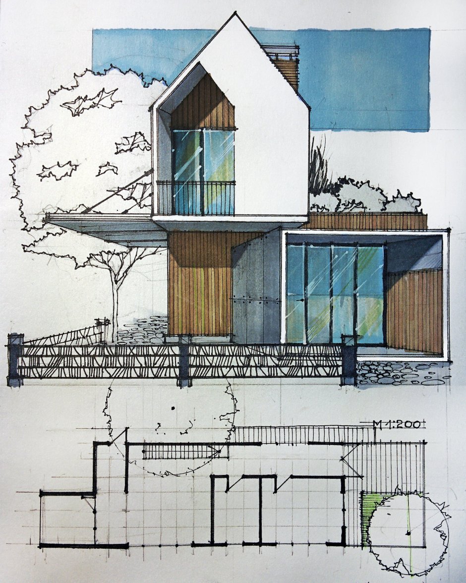 Архитектурные проекты в стиле скетч