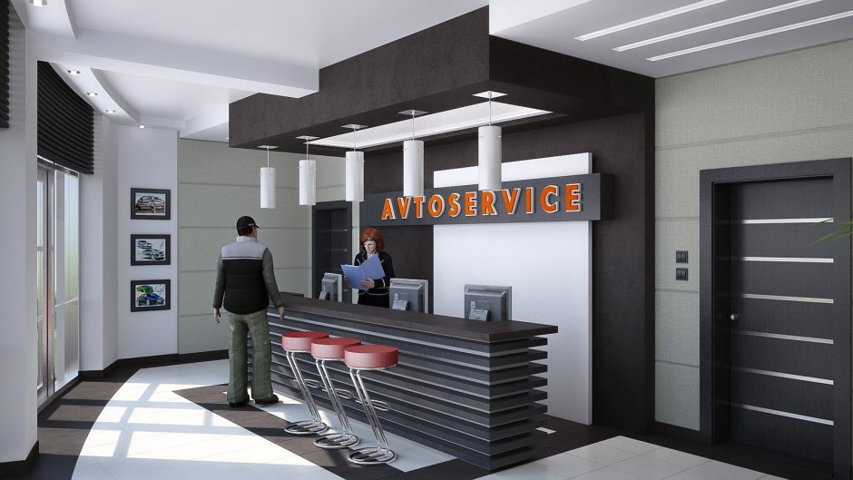 Зона ресепшн в автосервисе