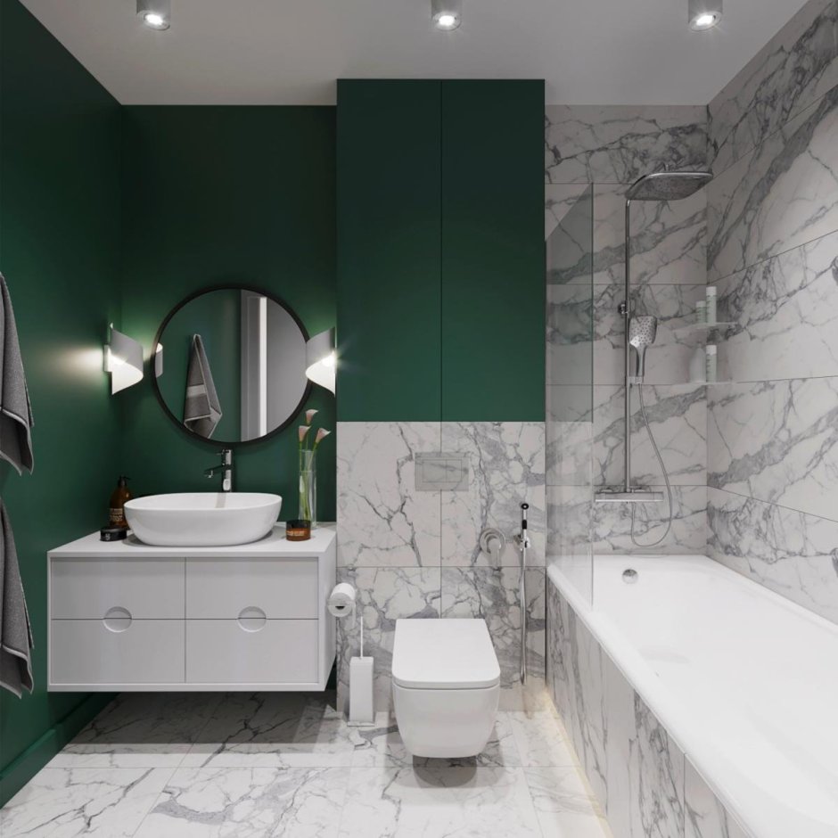 Плитка в ванную изумрудного цвета