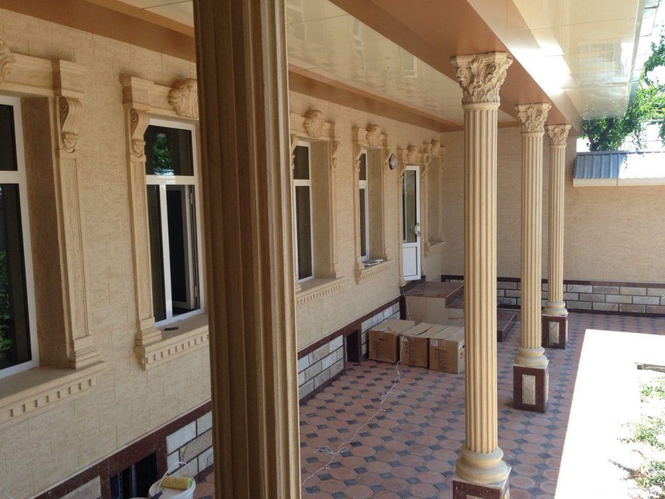 Фасад Узбекистан уйлари травертин дарвозахона