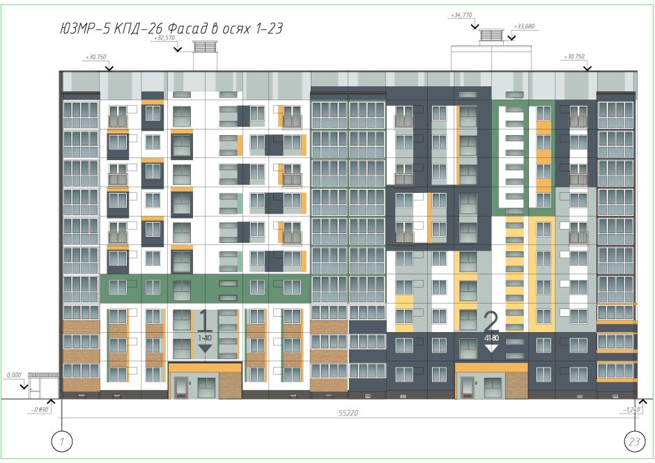 Фасады пятиэтажных жилых домов