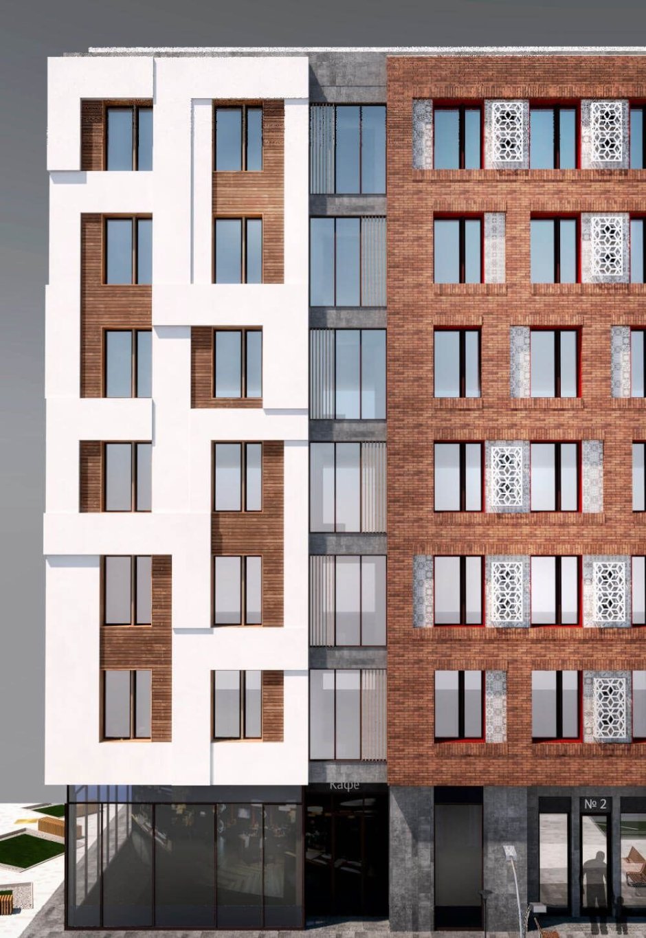 Фасады домов средней этажности