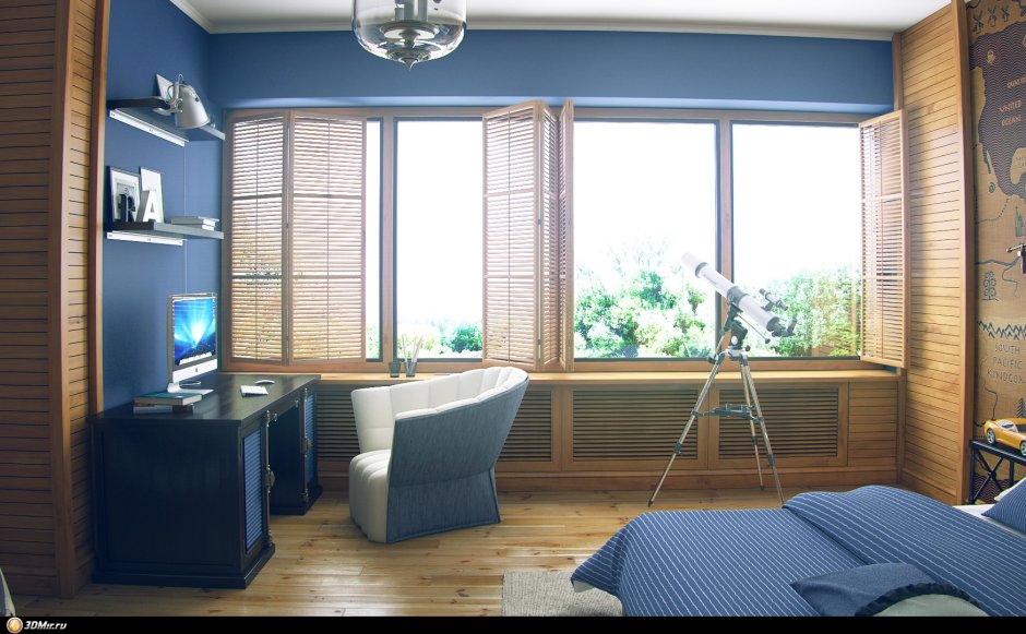 Комната для подростка с 2 окнами