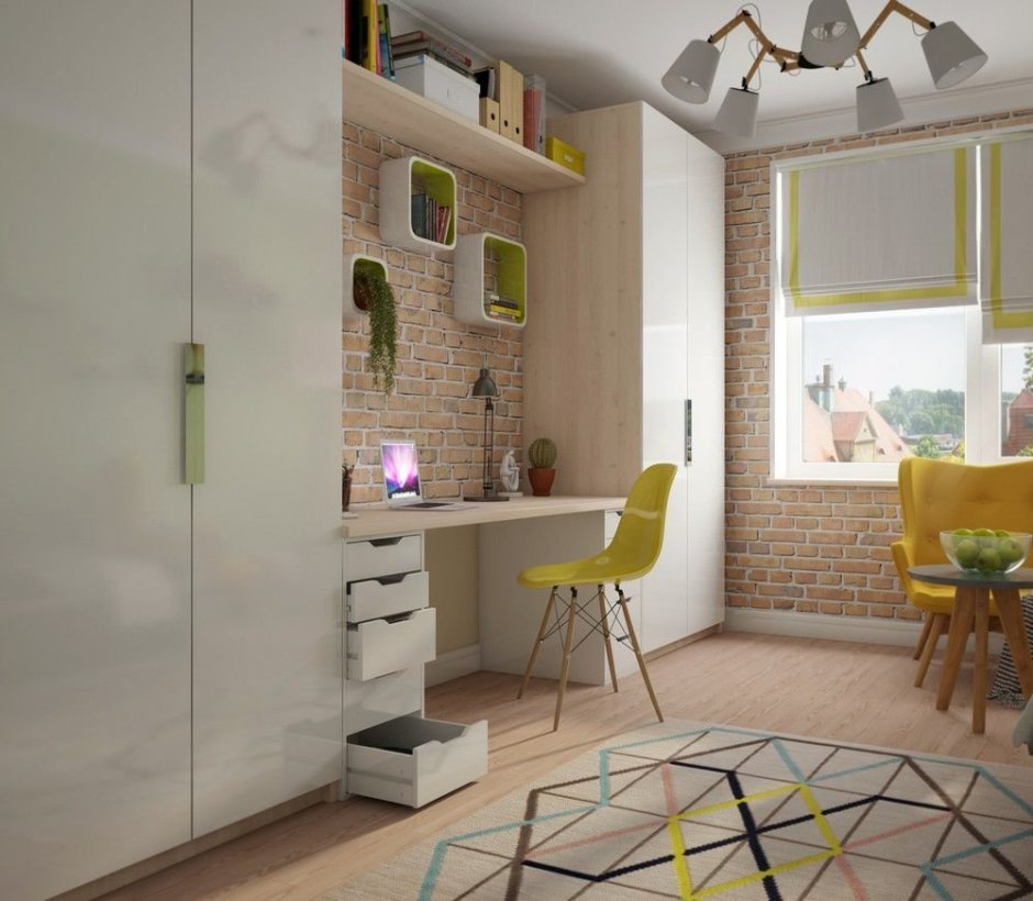 Интерьер детской для подростка комната с балконом