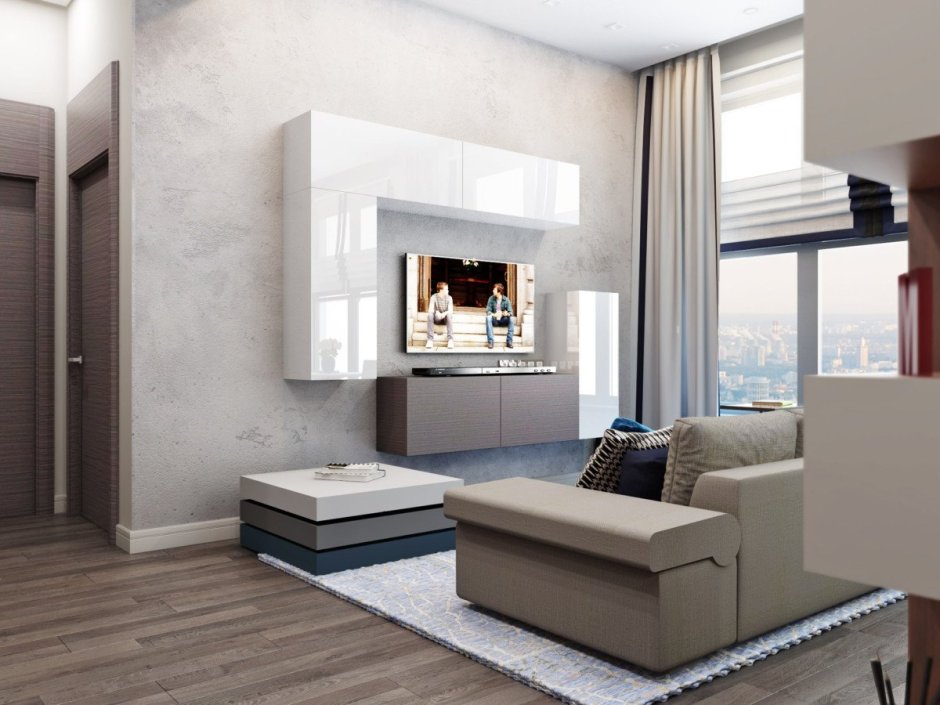 Гостиная в серо бежевых тонах