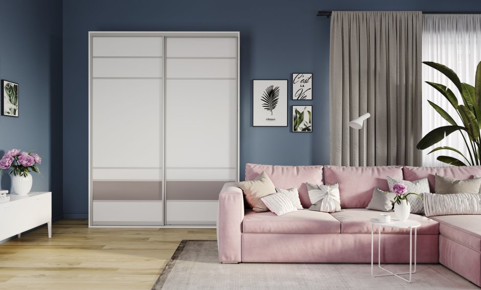 Шкаф к серым обоям