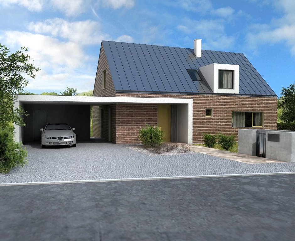 Дом с гаражом и навесом