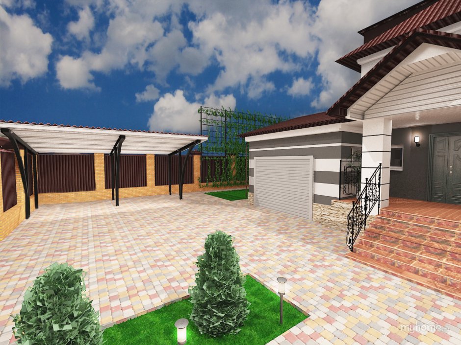 Проект двора частного дома