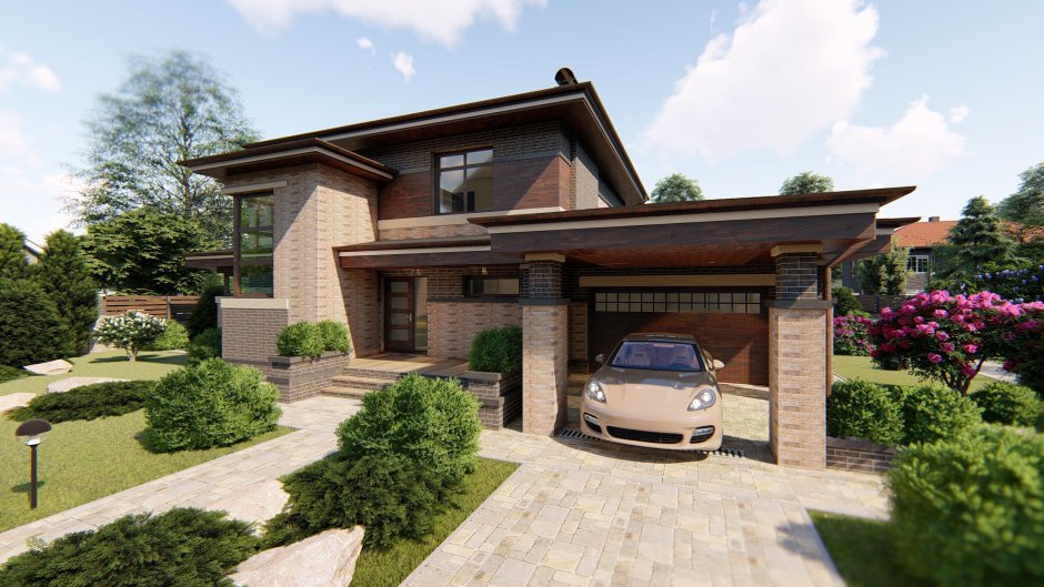 Дом с нападом и навесом