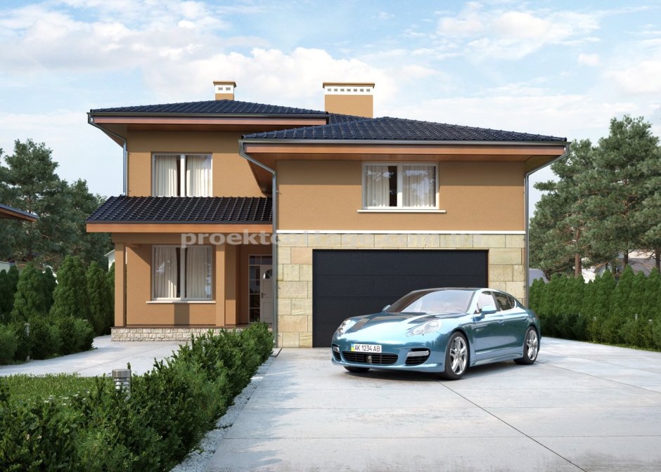 Дом с гаражом проекты спереди