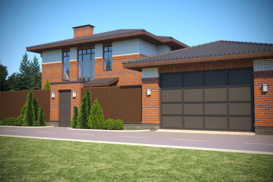 Кирпичный коттедж в стиле Райта