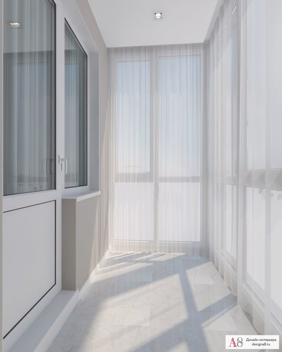 Тюль на панорамном балконе