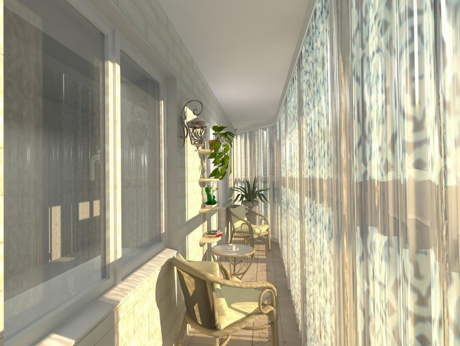 Шторы на балконе с панорамным остеклением