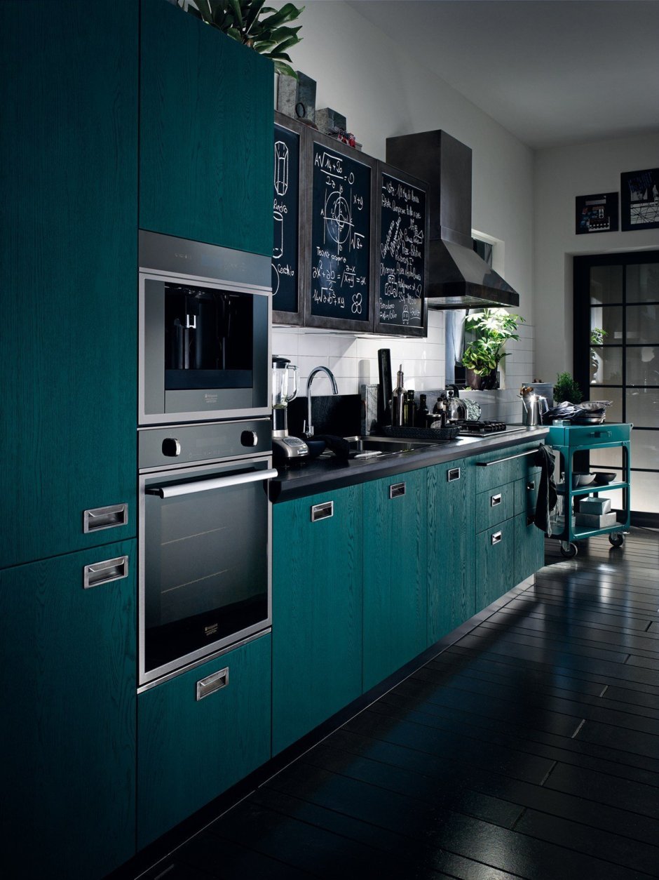 Кухонный гарнитур бирюзового цвета