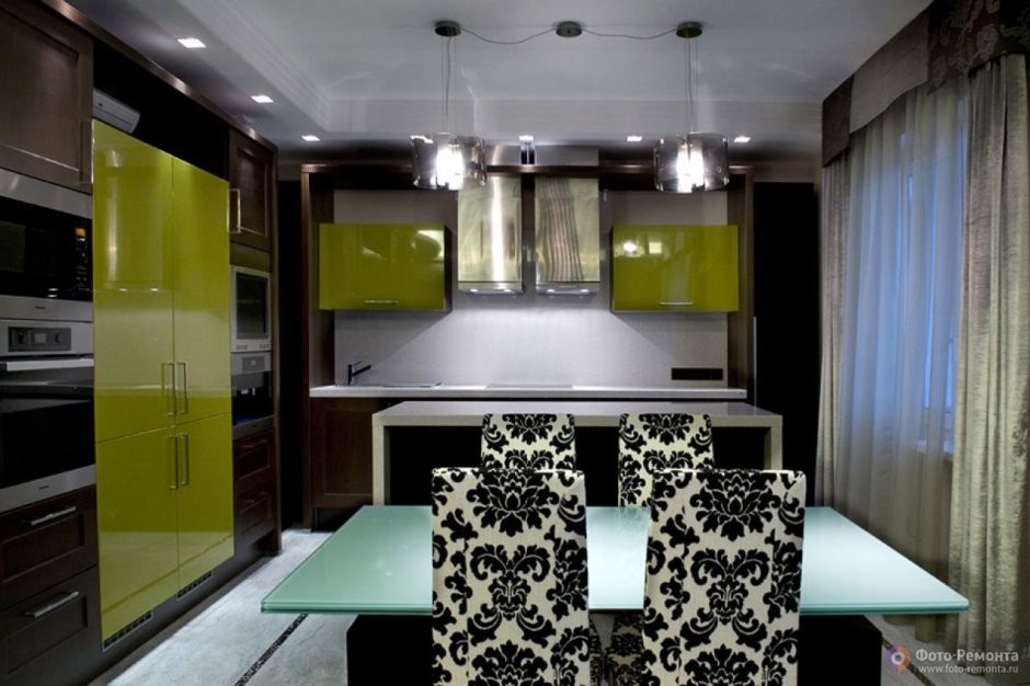 Кухня в черно зеленом стиле