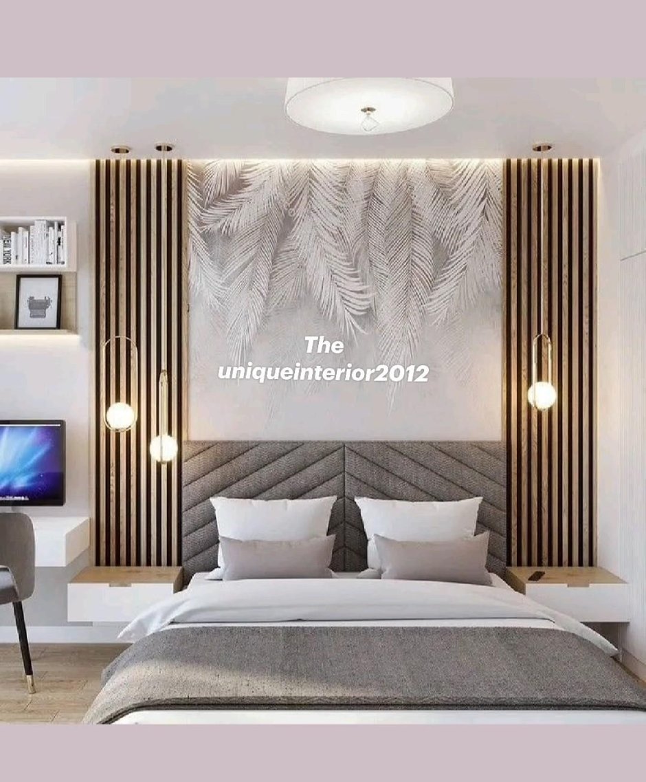 Декоративные рейки в интерьере спальни