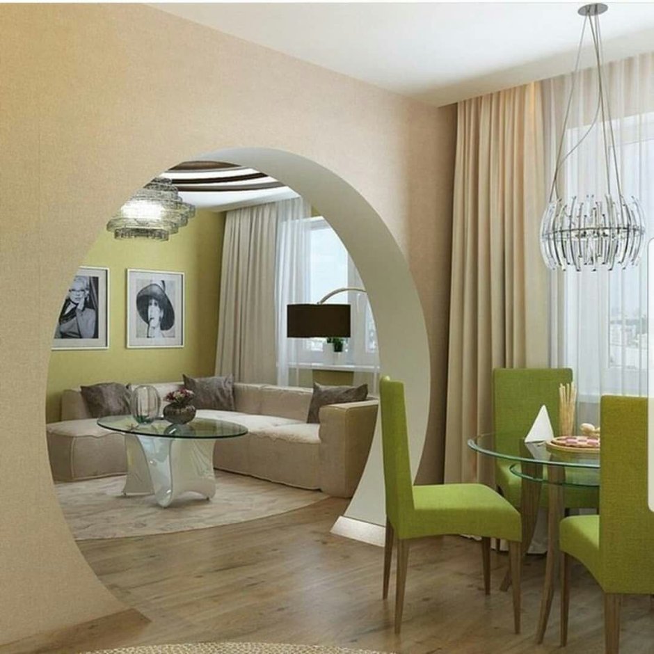 Кухня гостиная с аркой