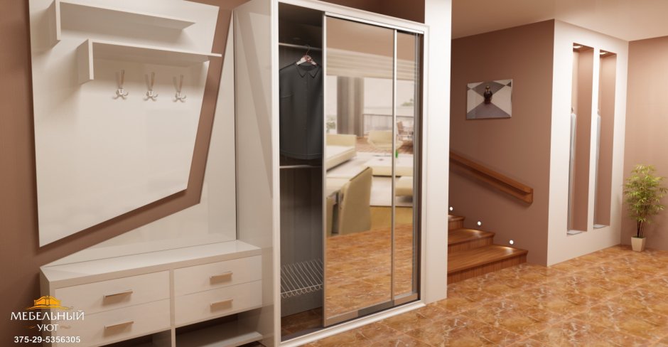 Шкаф в прихожую со скосом
