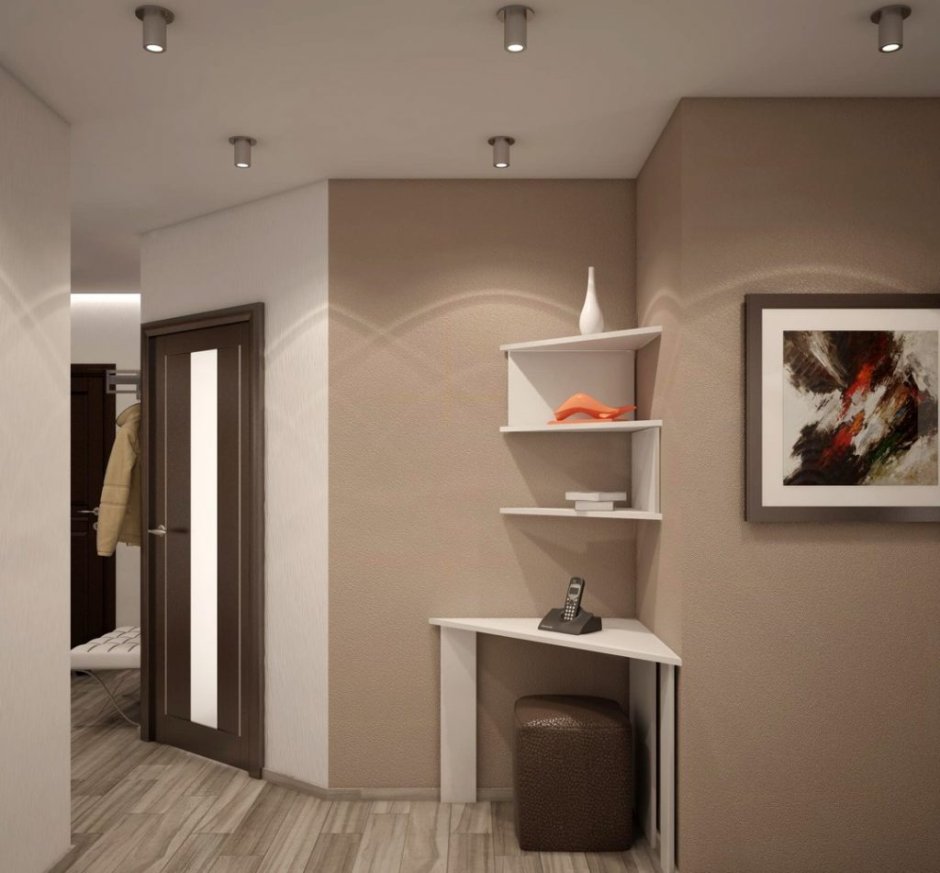 Кофейный цвет стен в коридоре