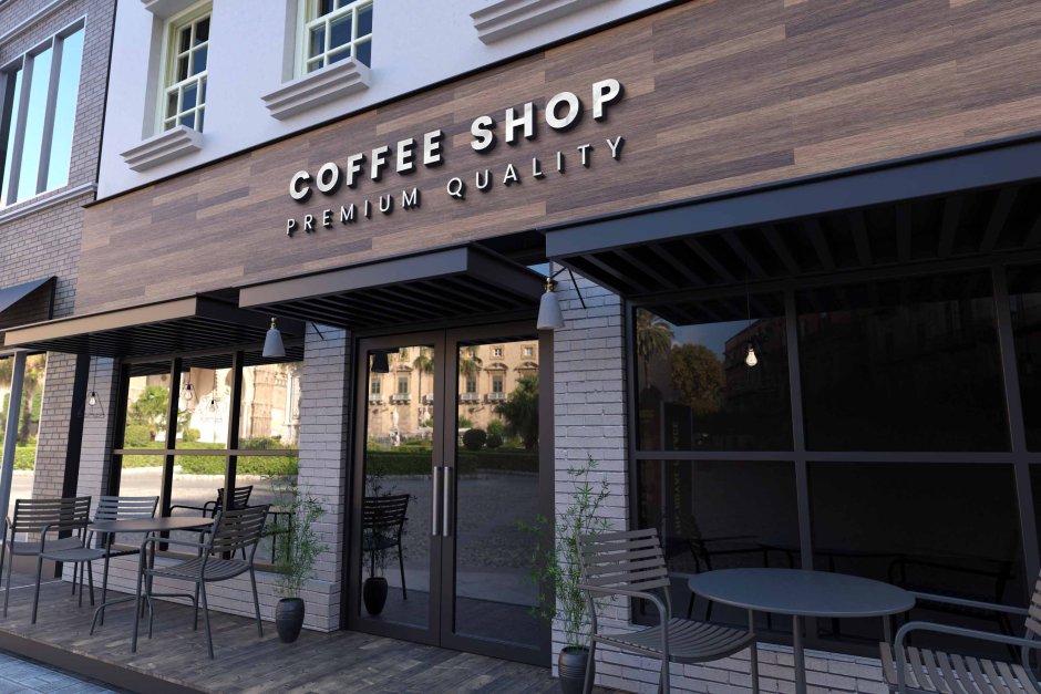 Фасад ресторана мокап