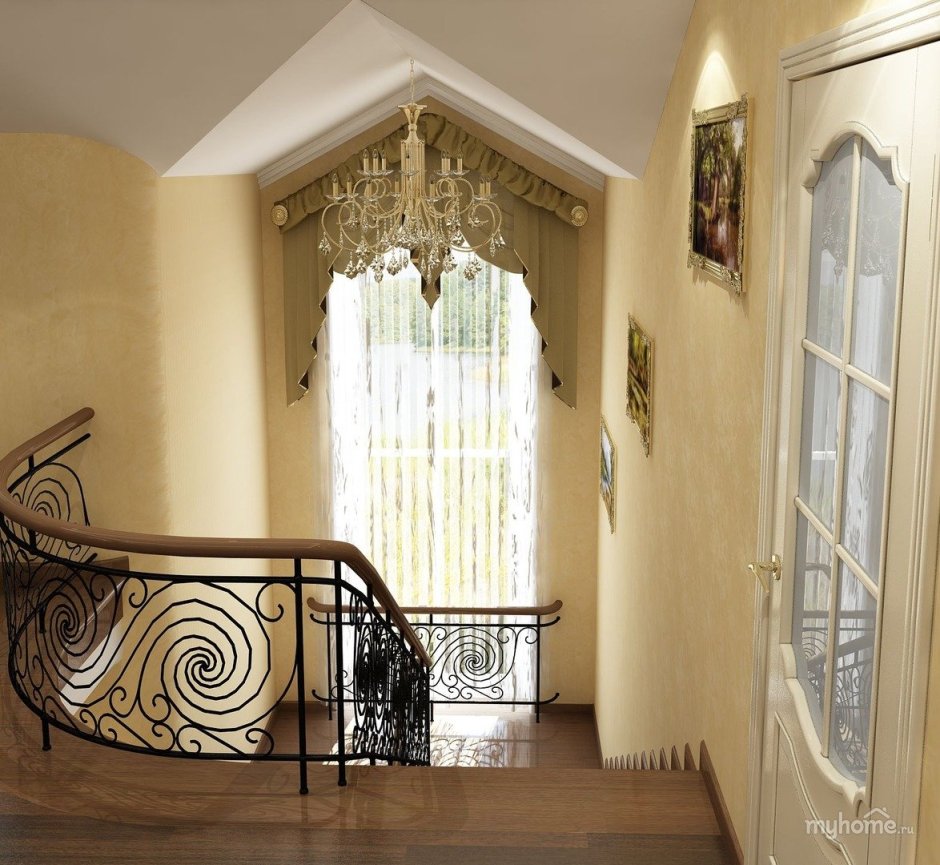 Шторы в Холл с лестницей