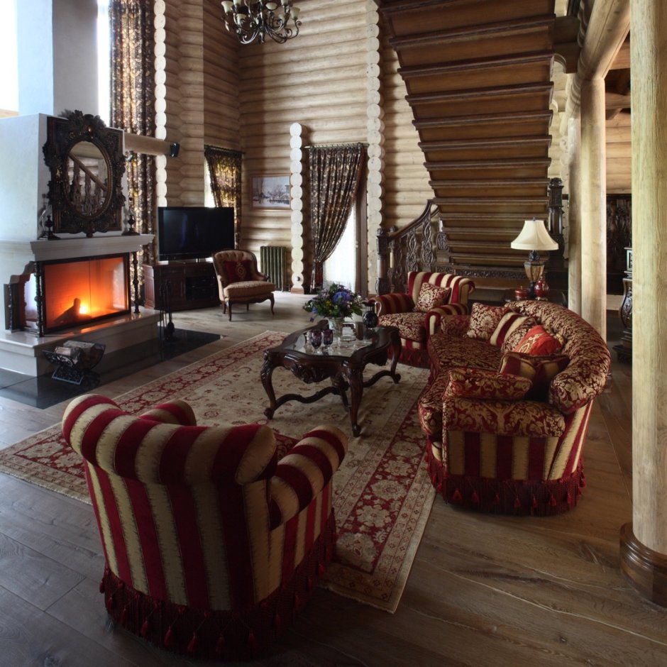 Интерьер деревянного дома под усадьбу