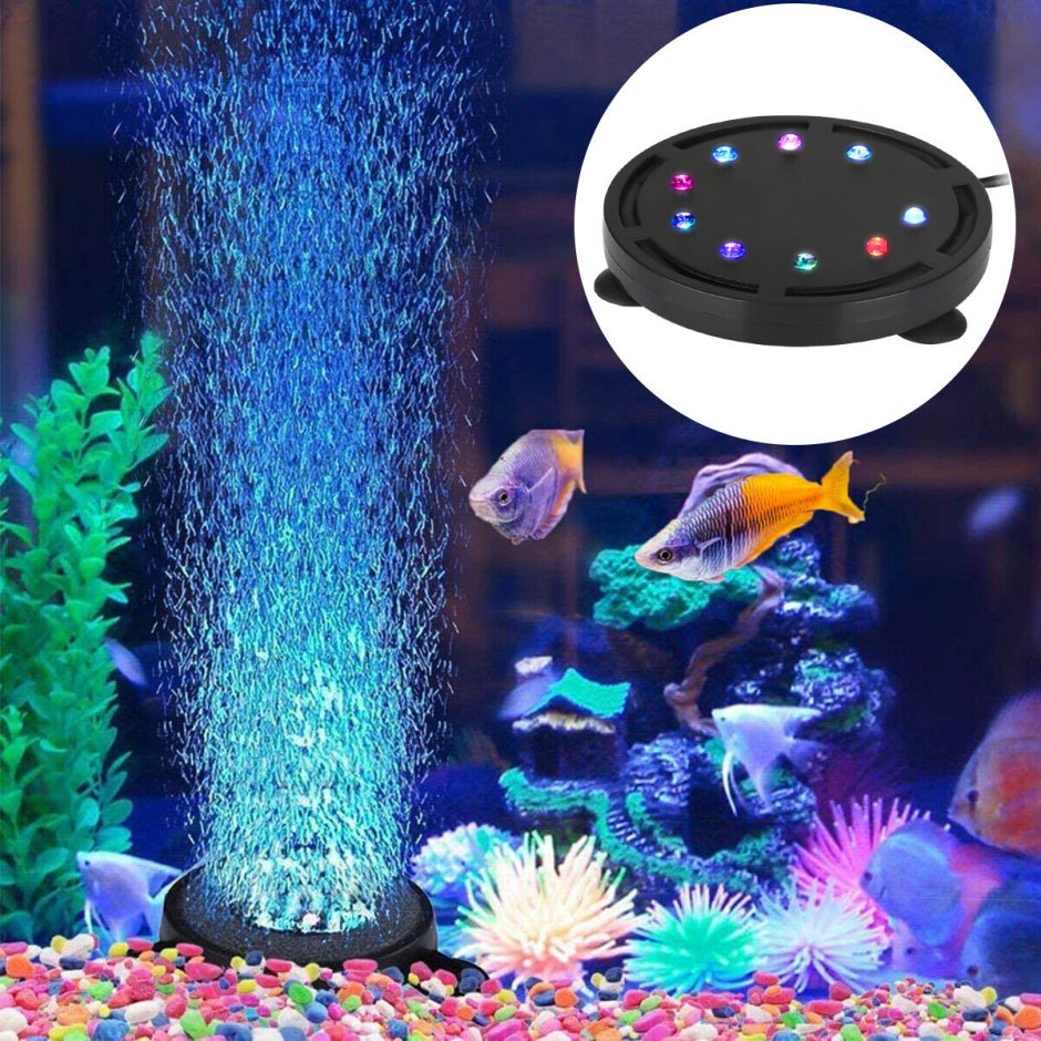 Красивый дизайн аквариума с разноцветной Галькой