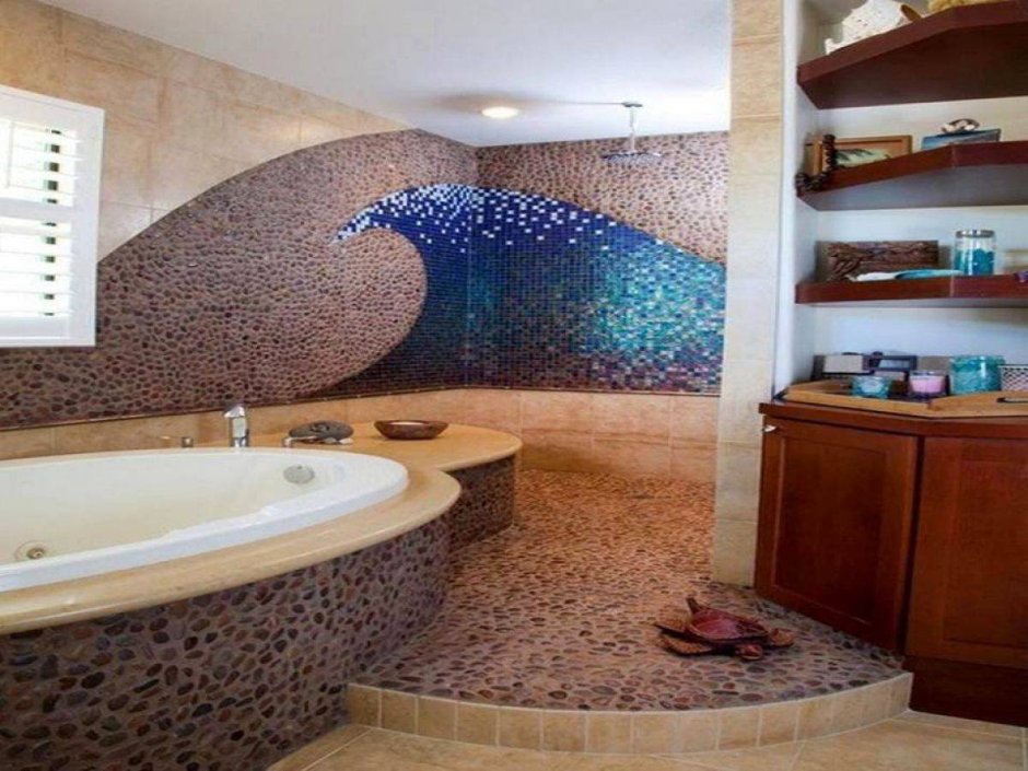 Мозаика из камня в ванной