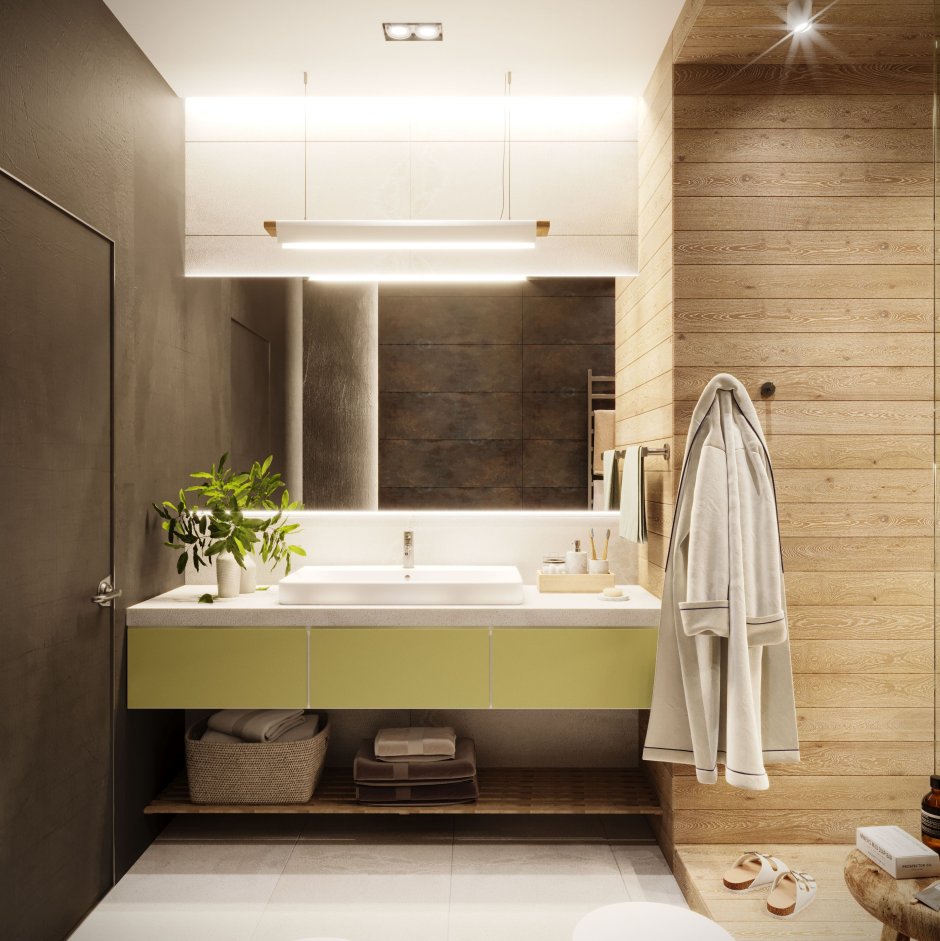 Гостиная с ванной комнатой дизайн