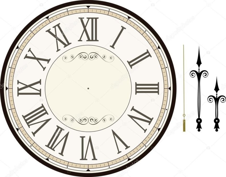 Циферблат старинных часов вектор