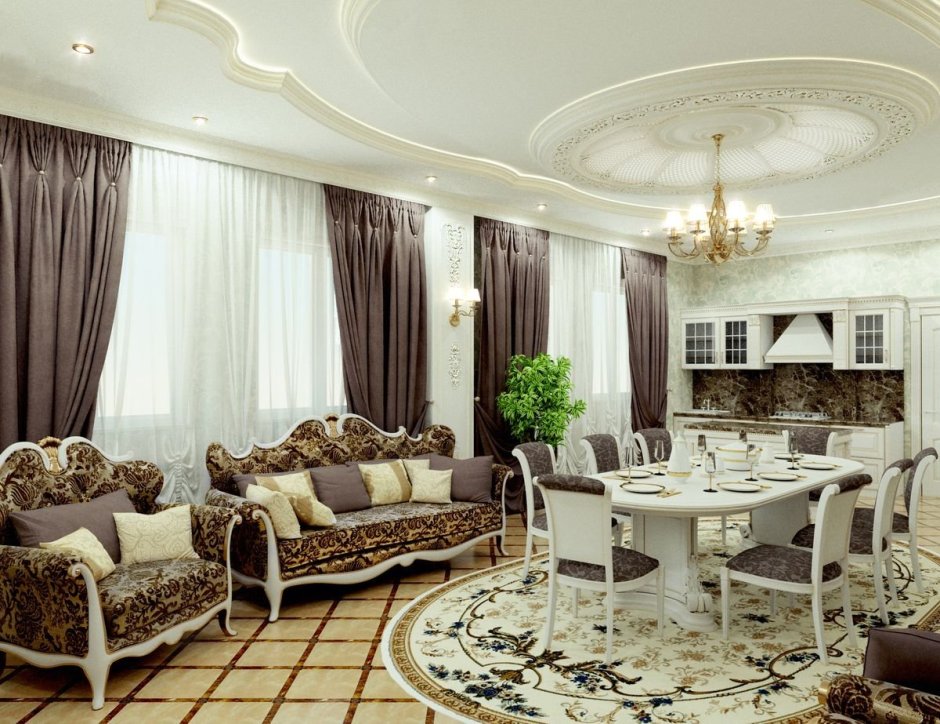 Интерьер гостиной в частном доме в Дагестане